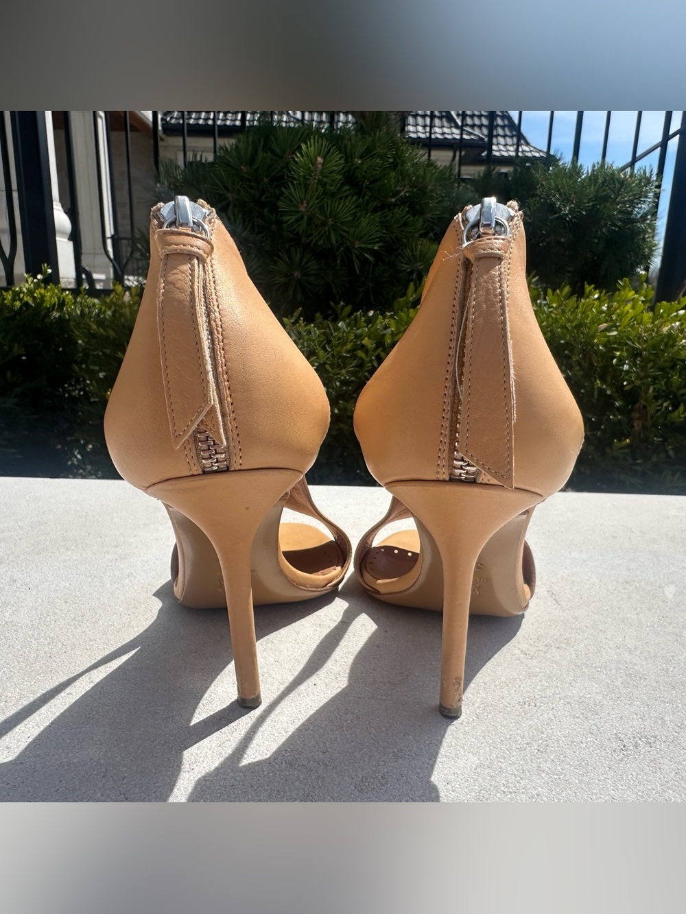 Alexa Wagner Designer Sunset Super Stretch Zipper Beige Leather Heels (Size 37) - Picture 5 of 8